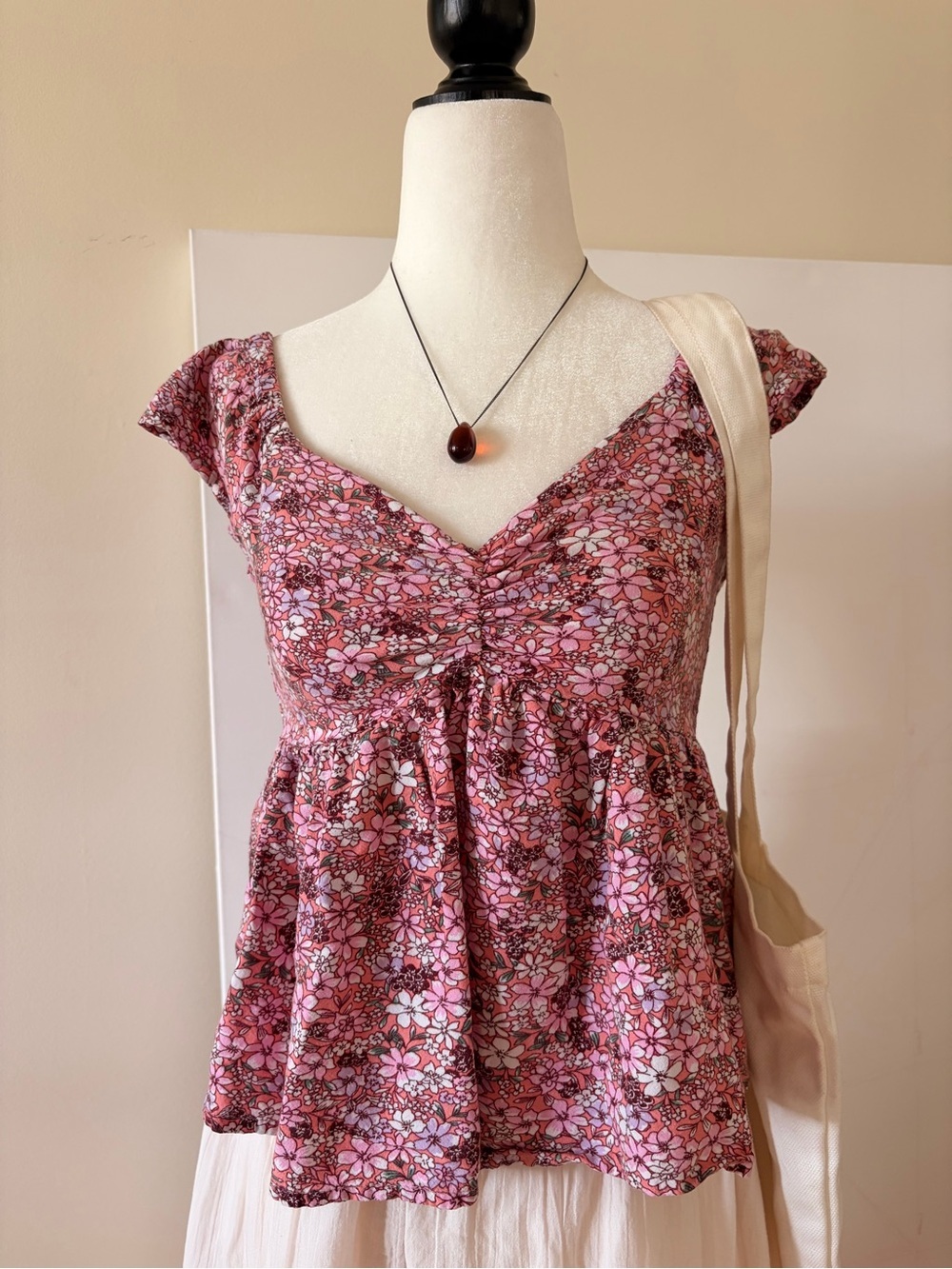Pink Floral Babydoll Top